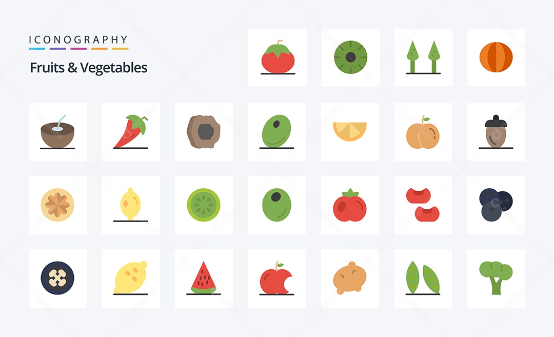 Pacote de ícones de Frutas Vegetais Vetores EPS