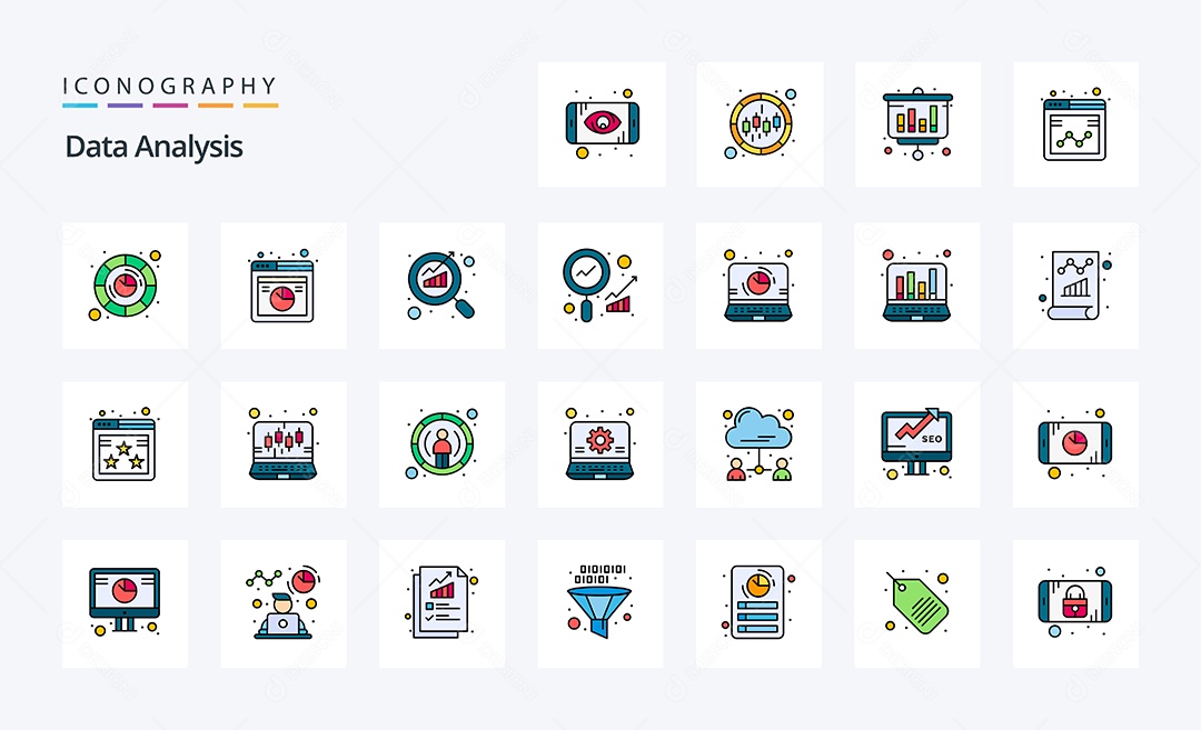 Pacote de ícones de Análise de Dados Vetores EPS