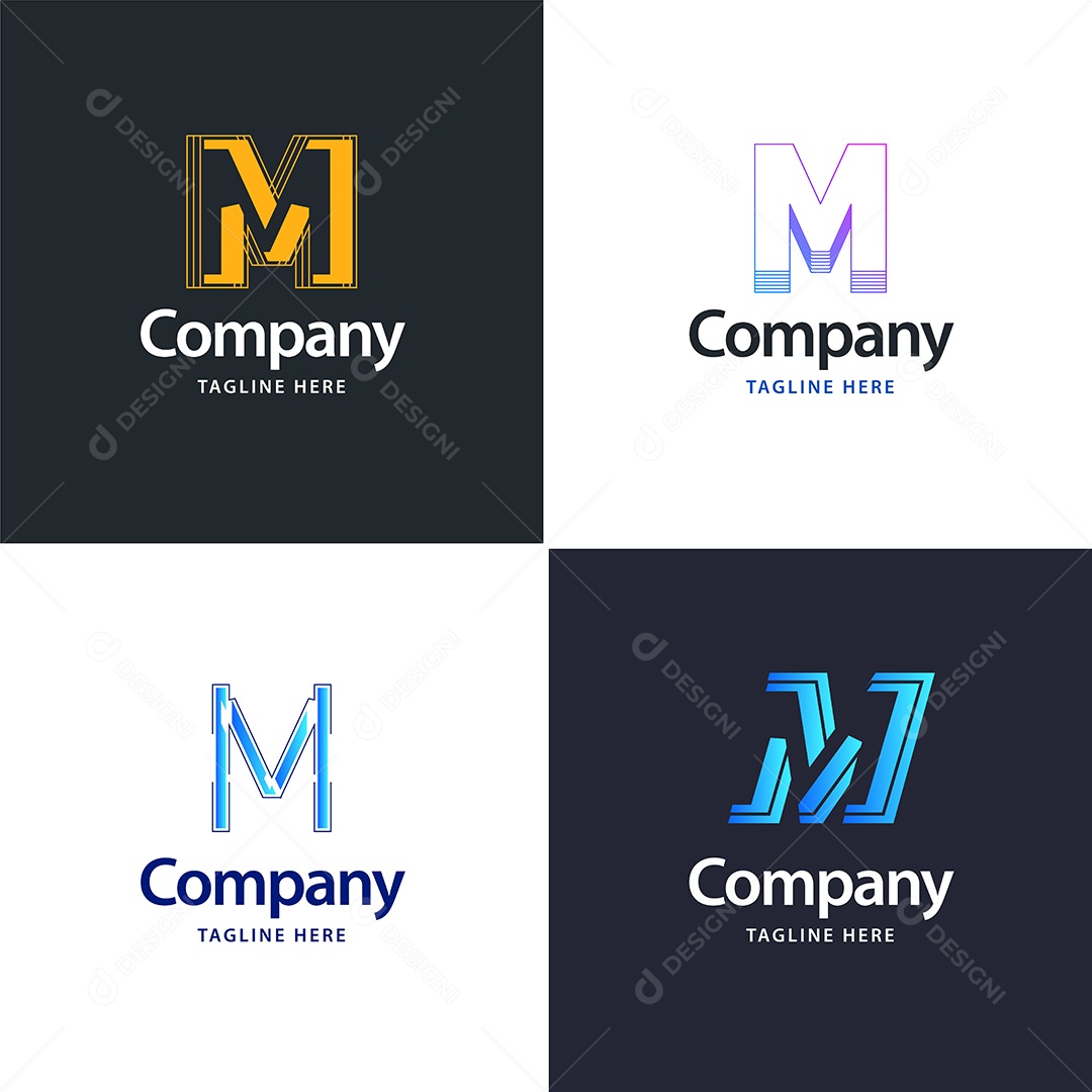 Logo M Personalizada Logotipos Modernos AI Editável