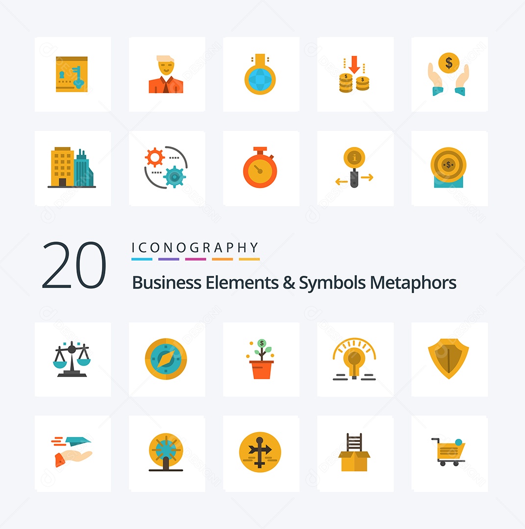 Pacote de ícones de cores planas Vetor EPS