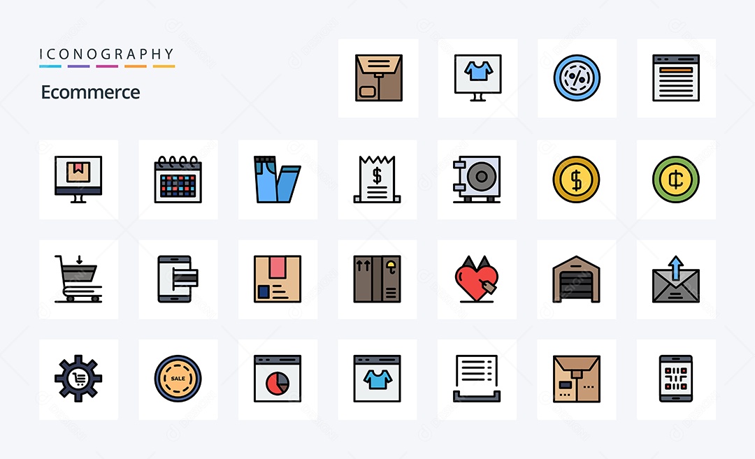 Pacote de ícones de Comércio Eletrônico Vetores EPS