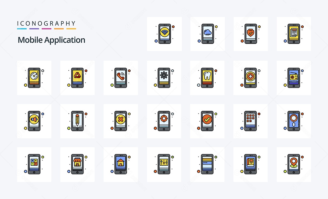 Pacote de ícones de Aplicativo Móvel Vetores EPS