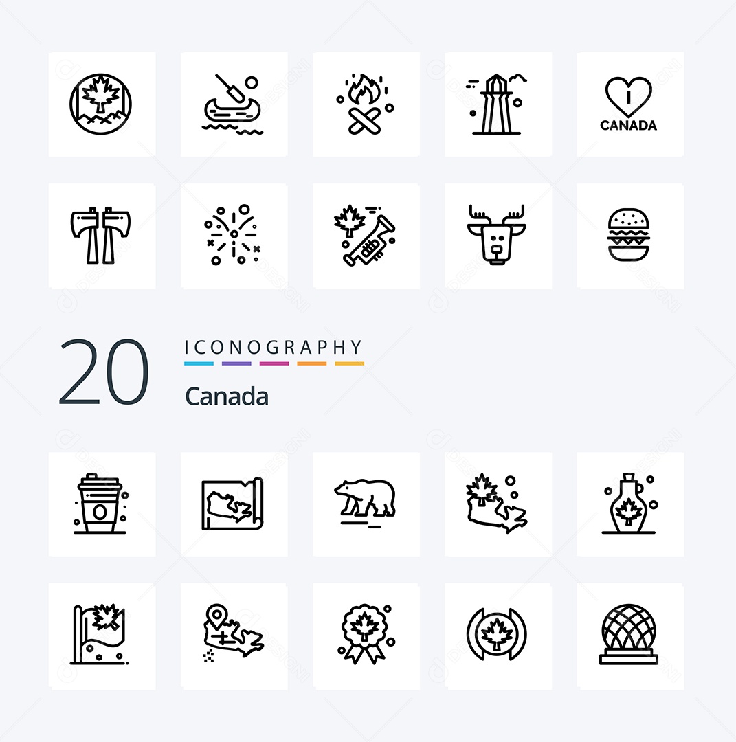 Pacote de ícones de Canadá cores planas Vetor EPS