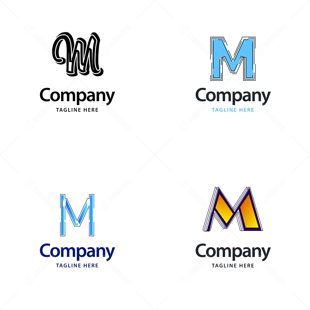 Logo M Personalizada Logotipos Modernos AI Editável