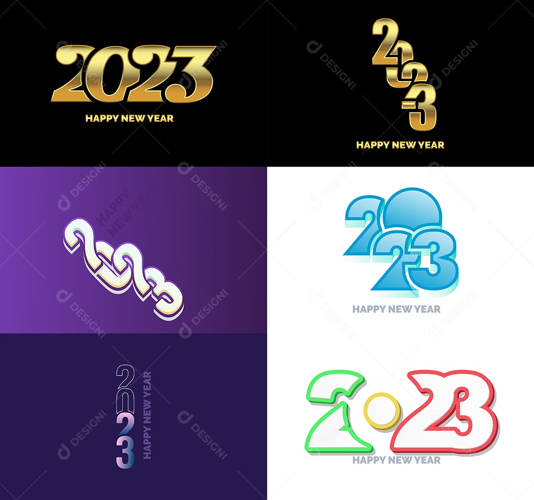 Grande coleção de símbolos de Feliz Ano Novo de 2023 Capa de negócios Vetor EPS