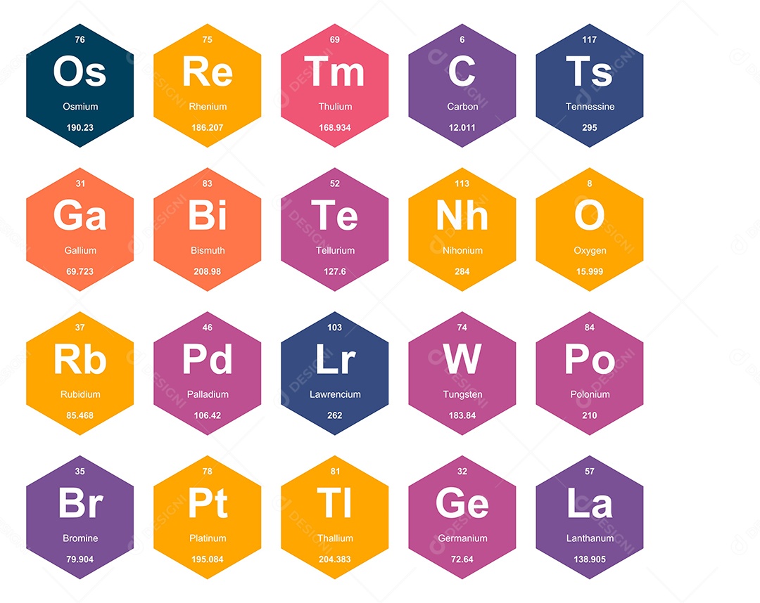 Tabela Periódica Colorida Ícones Vetor EPS