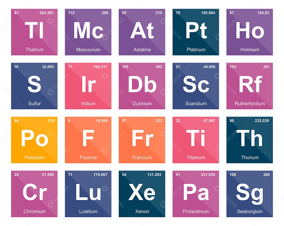 Tabela Periódica Colorida Ícones Vetor EPS