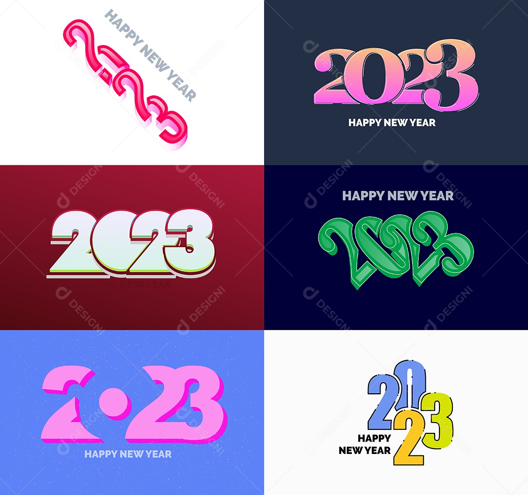 Grande coleção de símbolos de Feliz Ano Novo de 2023 Capa de negócios Vetor EPS