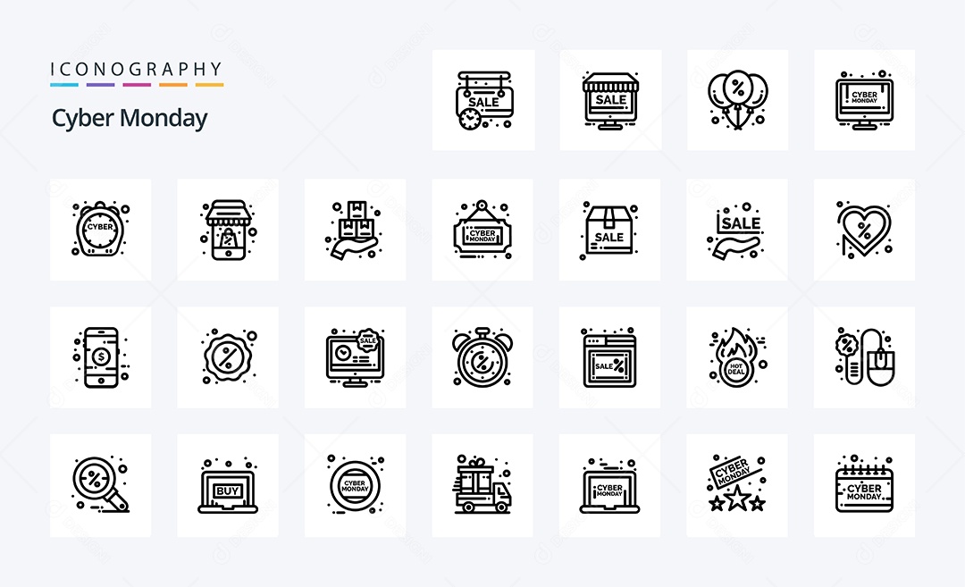 Pacote de ícones de Cyber ​​Segunda Feira Vetores EPS