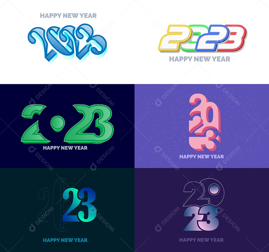 Grande coleção de símbolos de Feliz Ano Novo de 2023 Capa de negócios Vetor EPS