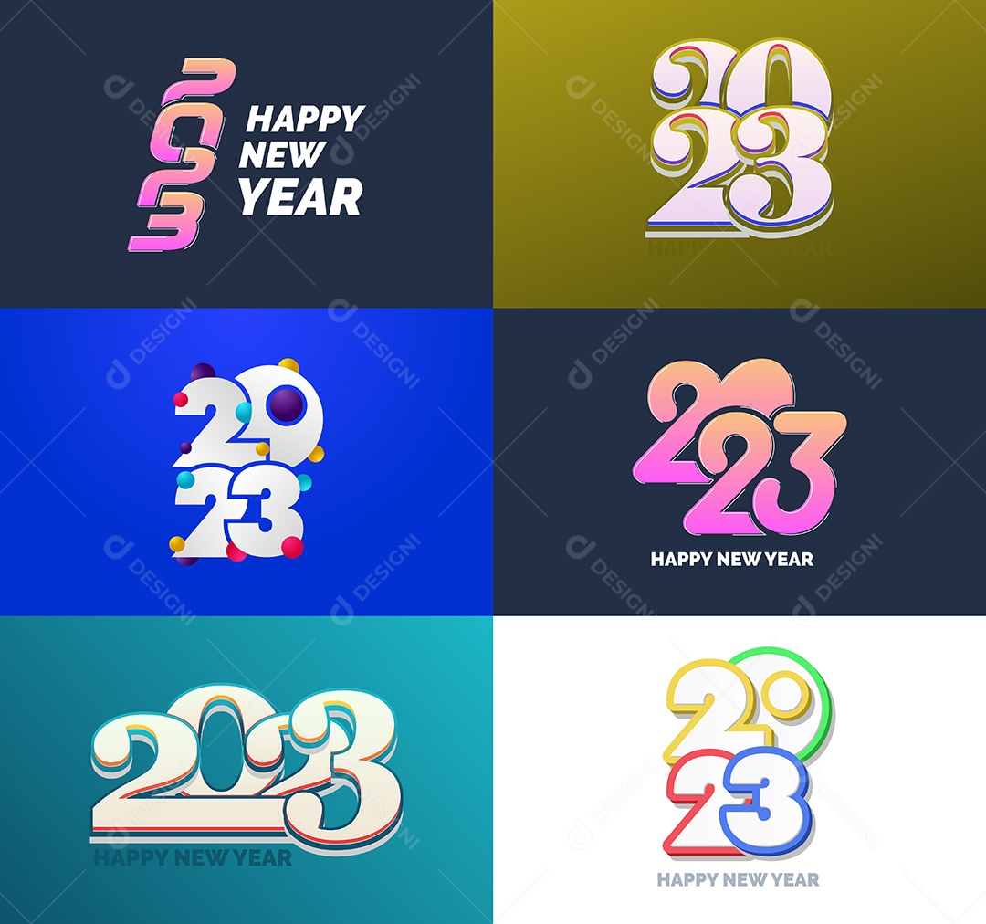 Grande coleção de símbolos de Feliz Ano Novo de 2023 Capa de negócios Vetor EPS