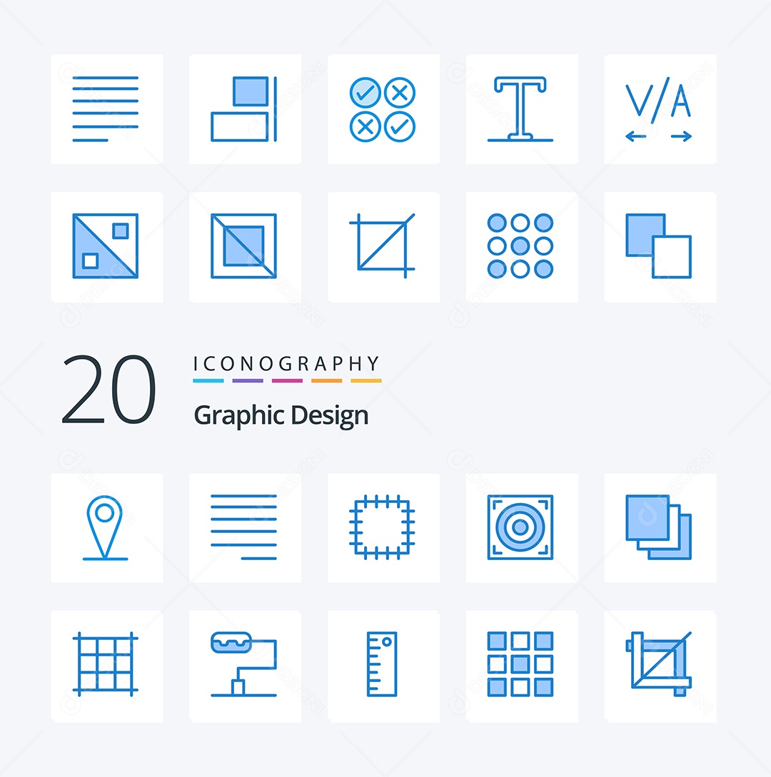 Pacote de Ícones de cor Azul Vetores EPS