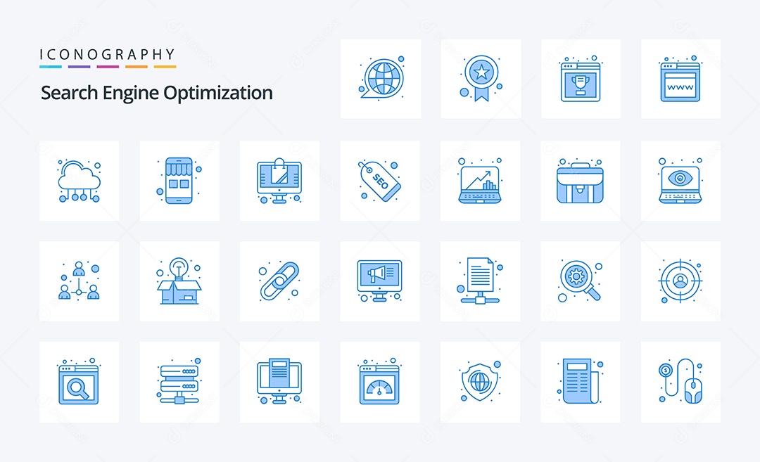 Pacote de Ícones de cor Azul Vetores EPS