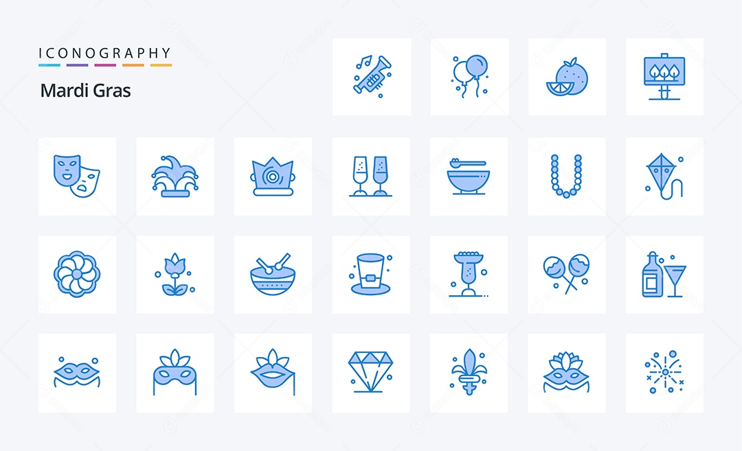 Pacote de Ícones de cor Azul Vetores EPS