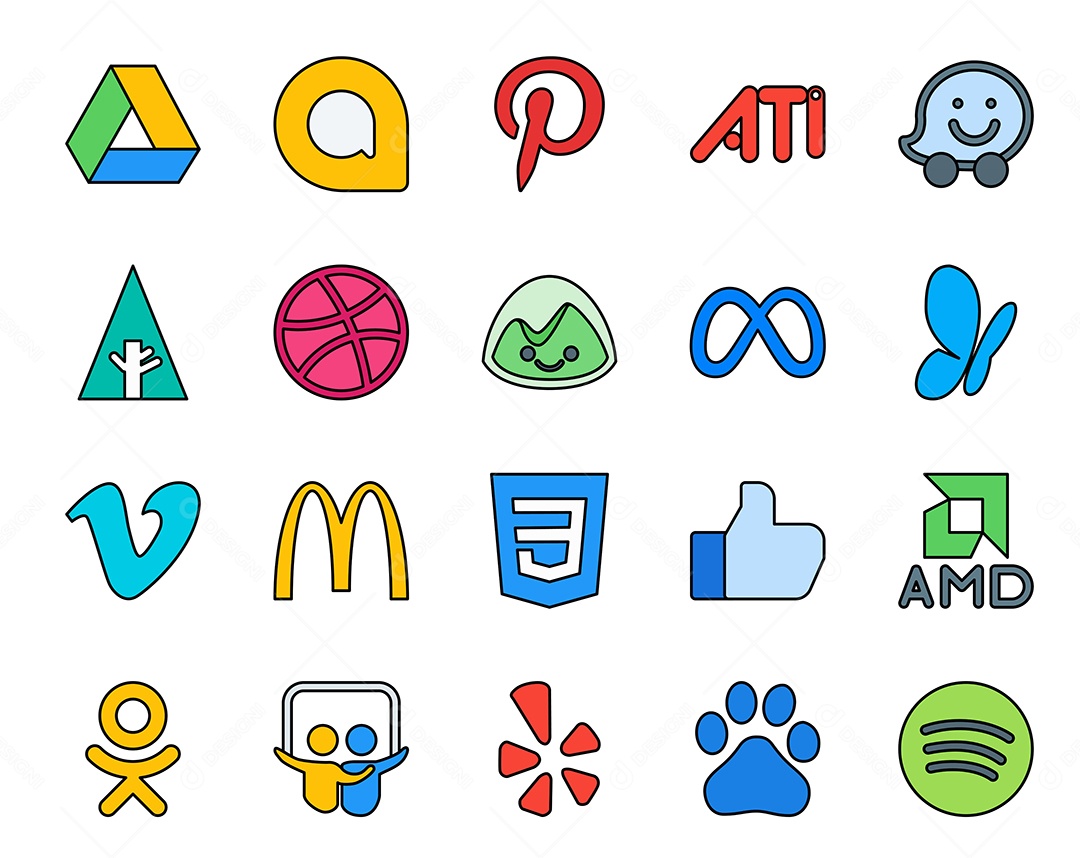 Pacote de ícones de mídia social Vetor EPS