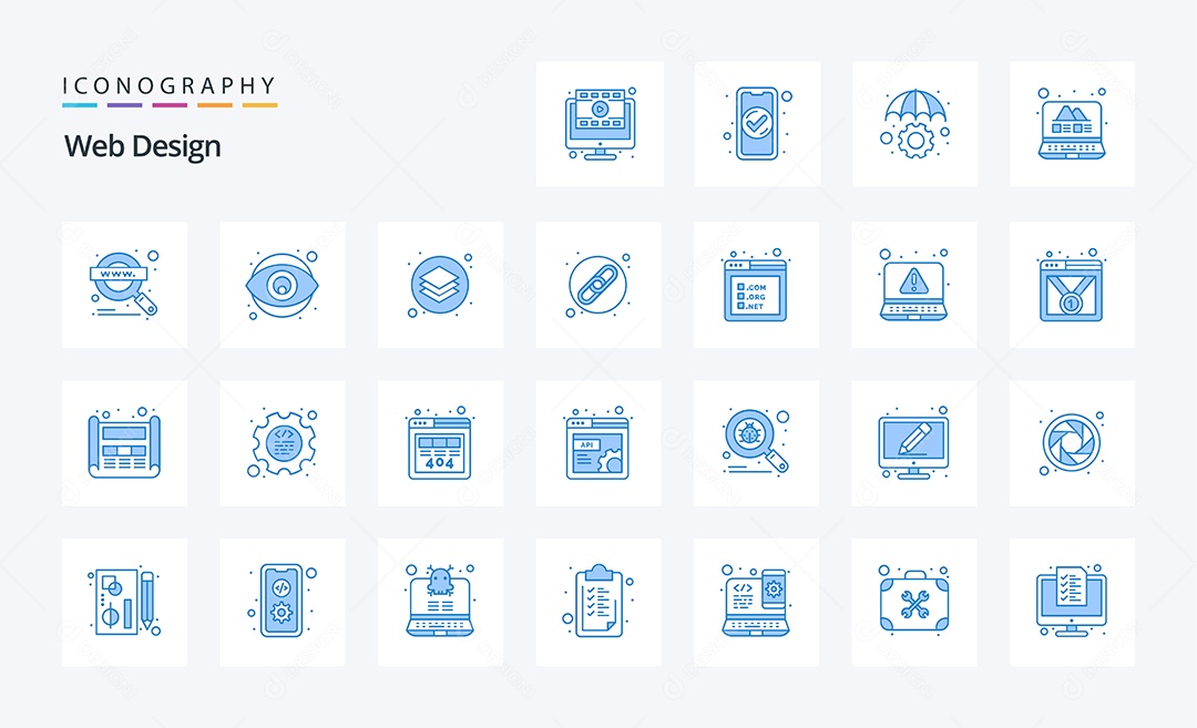 Pacote de Ícones de cor Azul Vetores EPS