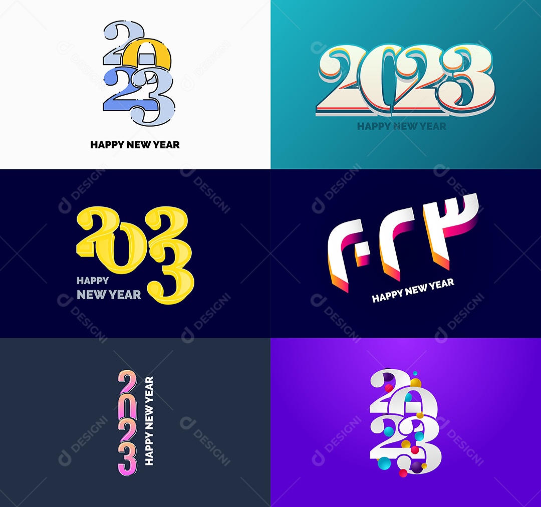 Grande coleção de símbolos de Feliz Ano Novo de 2023 Capa de negócios Vetor EPS