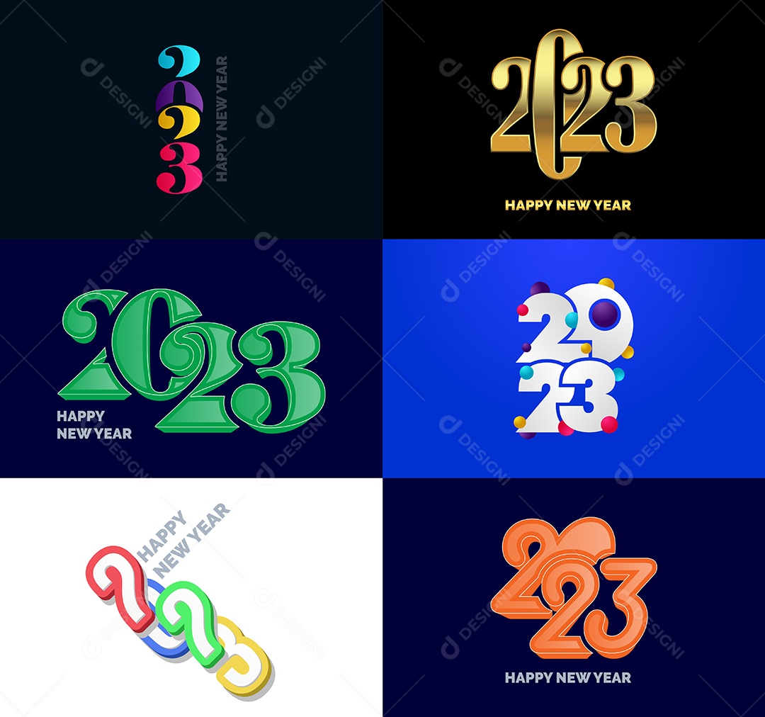 Grande coleção de símbolos de Feliz Ano Novo de 2023 Capa de negócios Vetor EPS