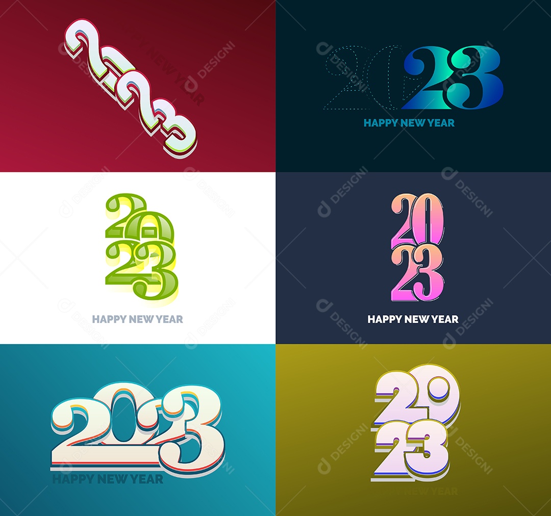 Grande Coleção de Símbolos de Feliz Ano Novo de 2023 Capa de negócios Vetor EPS