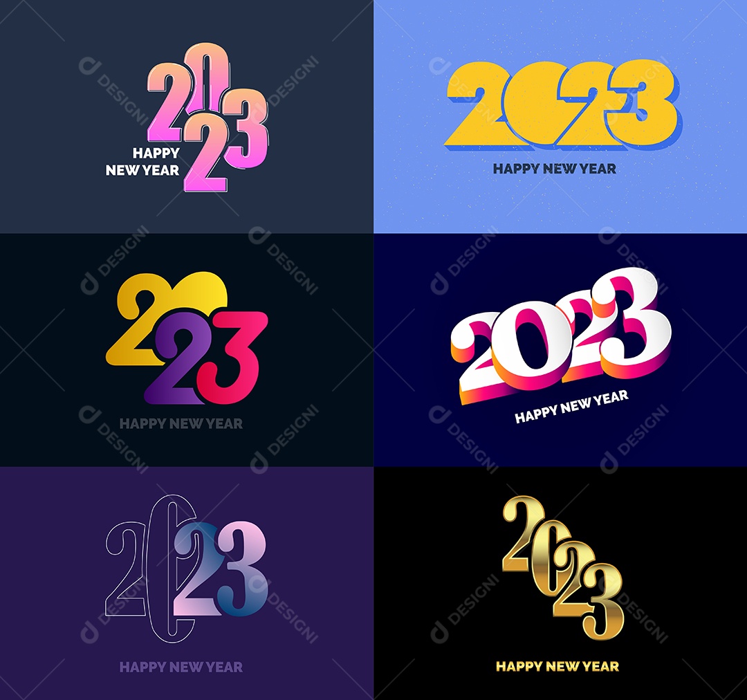 Grande Coleção de Símbolos de Feliz Ano Novo de 2023 Capa de negócios Vetor EPS