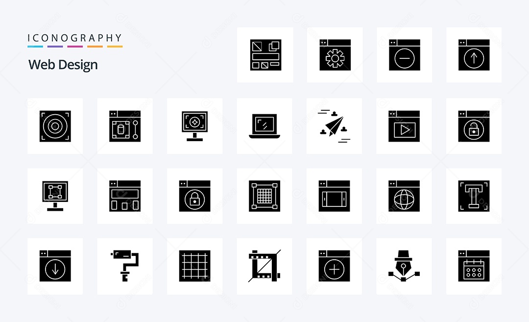 Pacote de Ícones e Elementos Web Design Vetores EPS