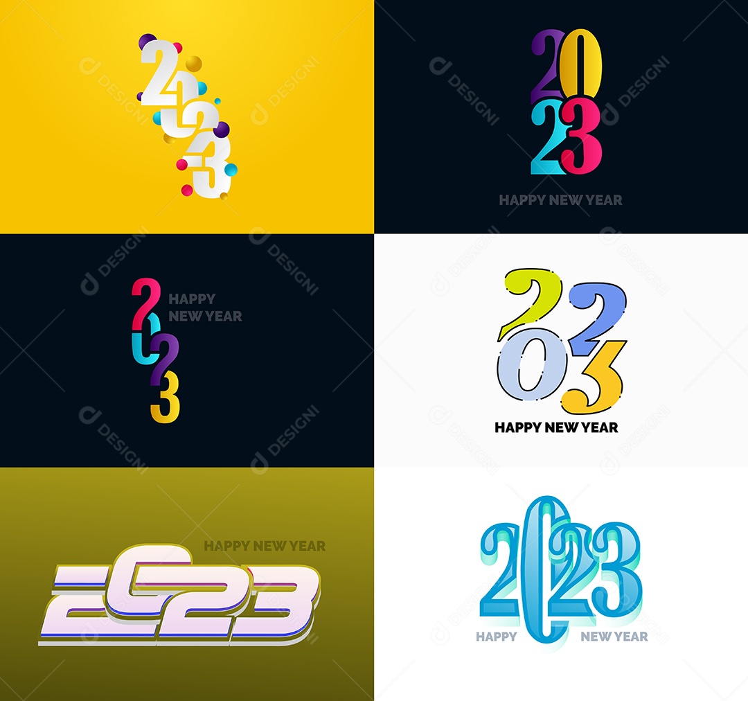 Grande Coleção de Símbolos de Feliz Ano Novo de 2023 Capa de negócios Vetor EPS