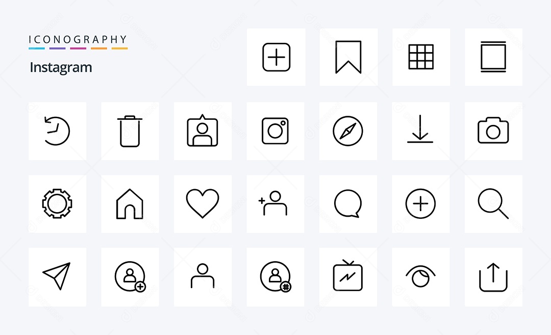 Pacote de Ícones do Instagram Preto Vetores EPS