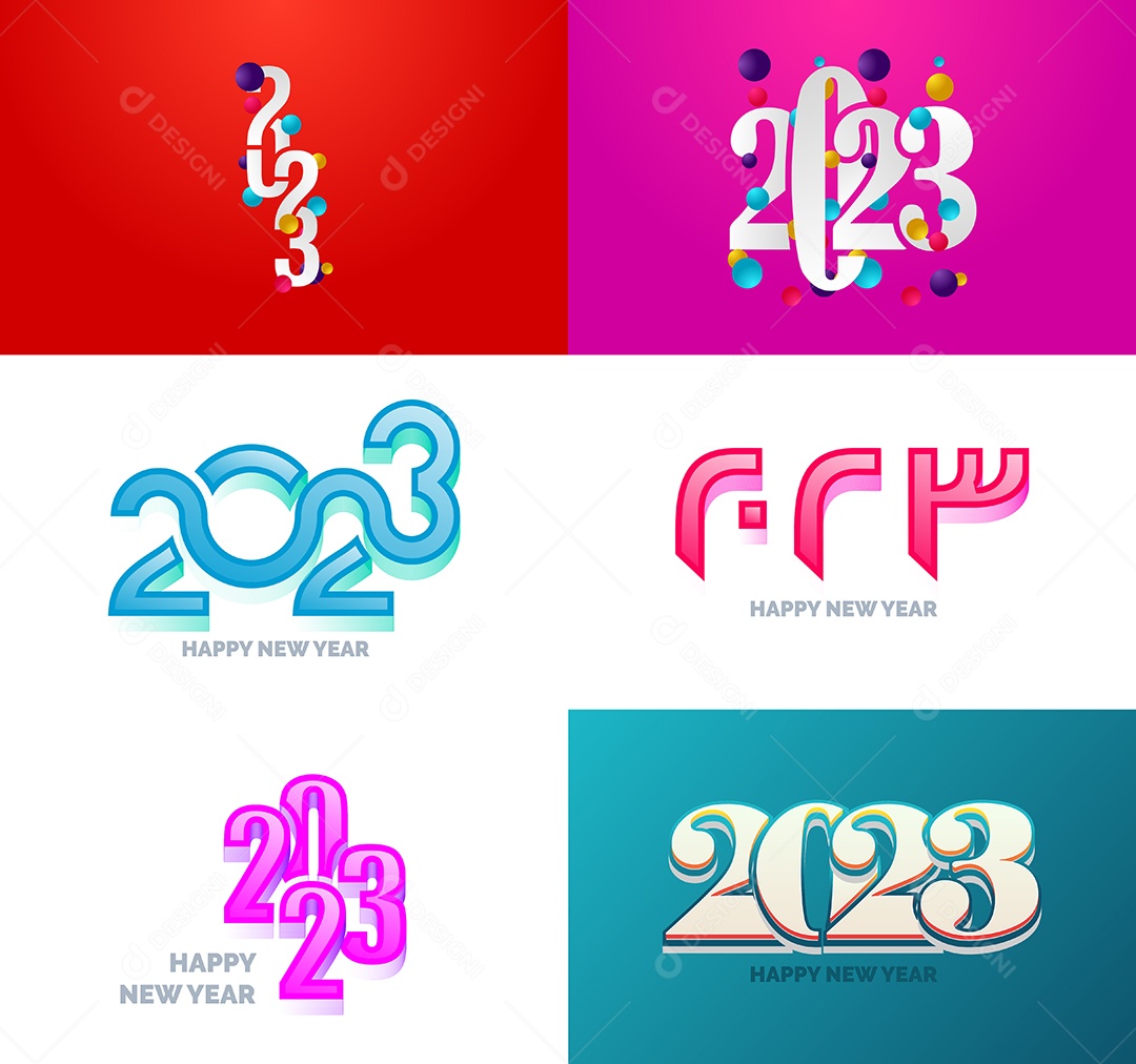 Grande Coleção de Símbolos de Feliz Ano Novo de 2023 Capa de negócios Vetor EPS
