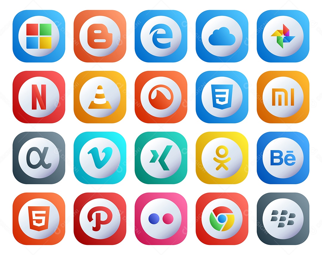 Pacote de ícones de mídia social Vetor EPS