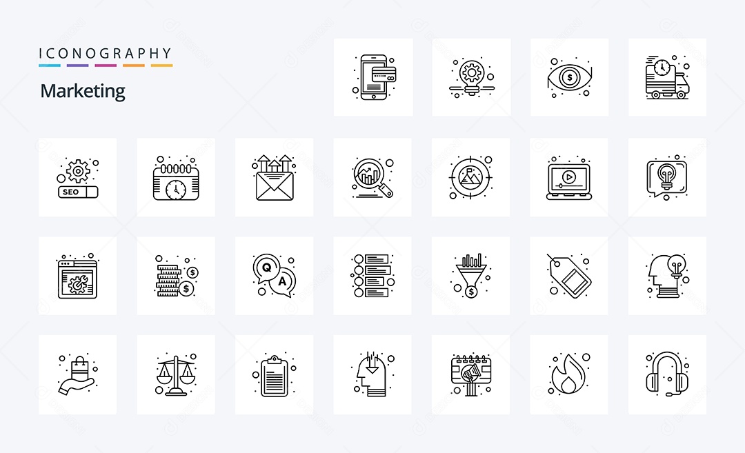 Pacote de Marketing Ícones Preto Vetores EPS