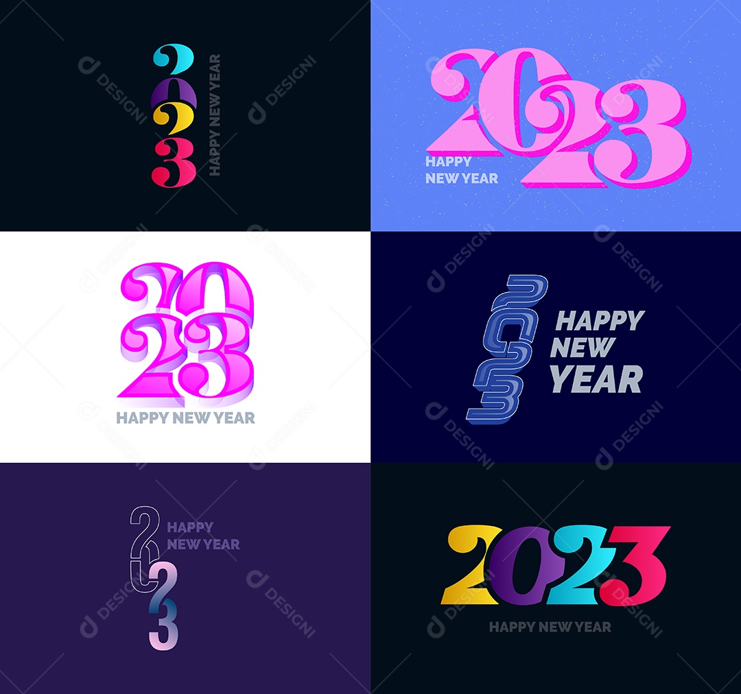 Grande Coleção de Símbolos de Feliz Ano Novo de 2023 Capa de negócios Vetor EPS