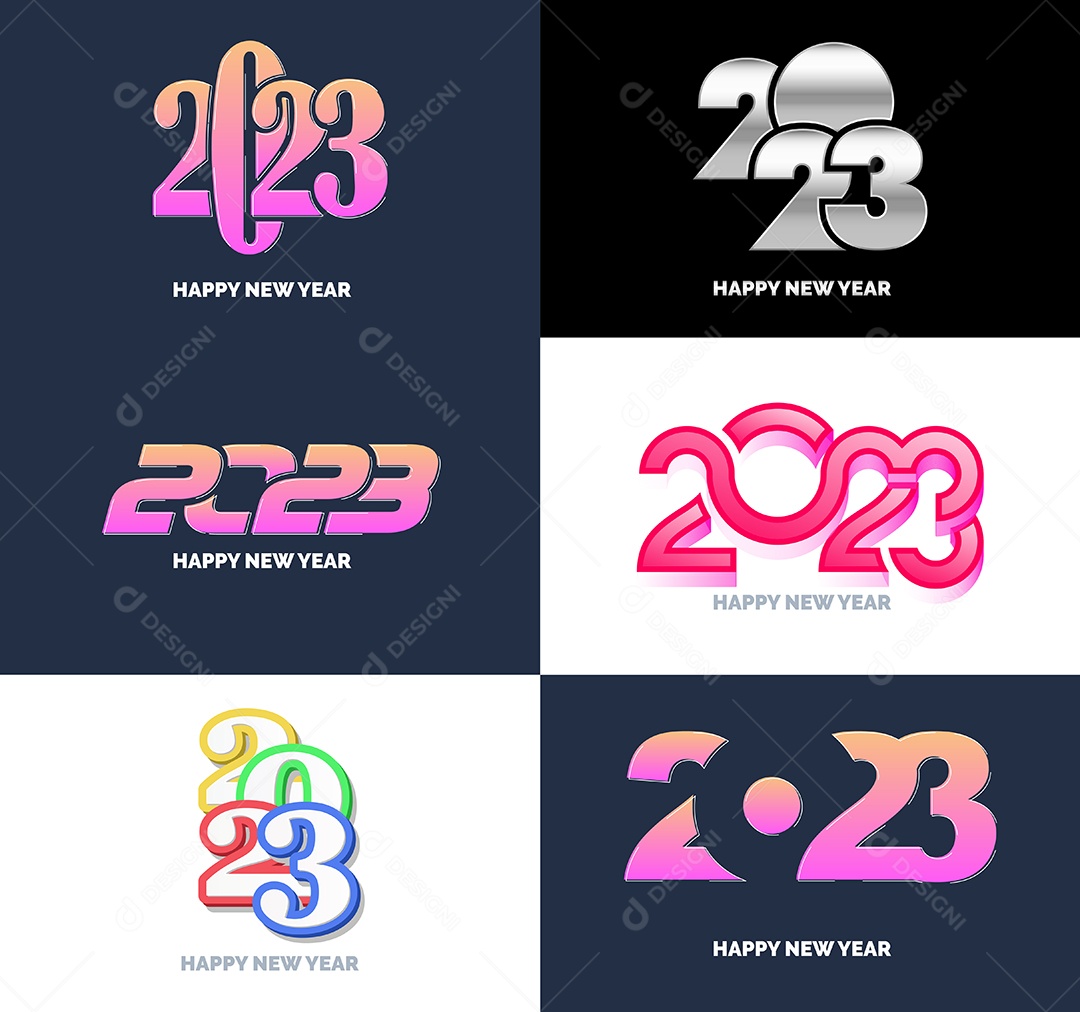 Grande Coleção de Símbolos de Feliz Ano Novo de 2023 Capa de negócios Vetor EPS