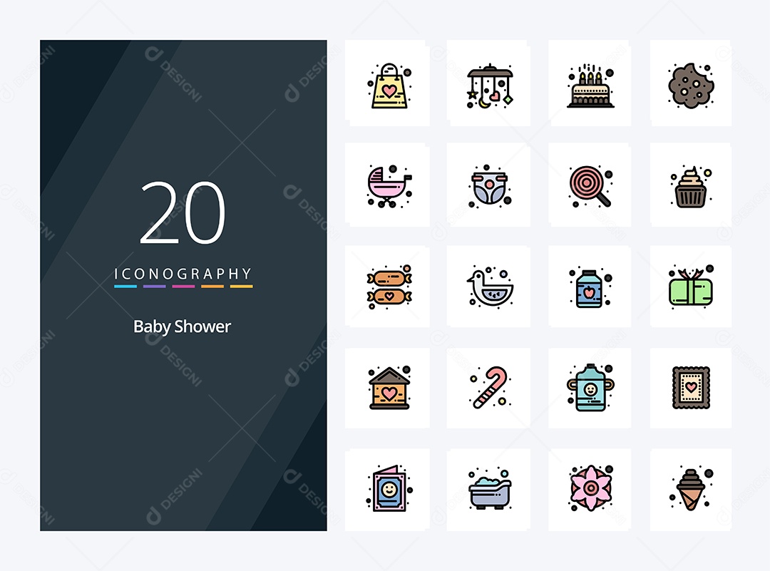 Pacote de Ícones de Chá de Bebê Vetores EPS