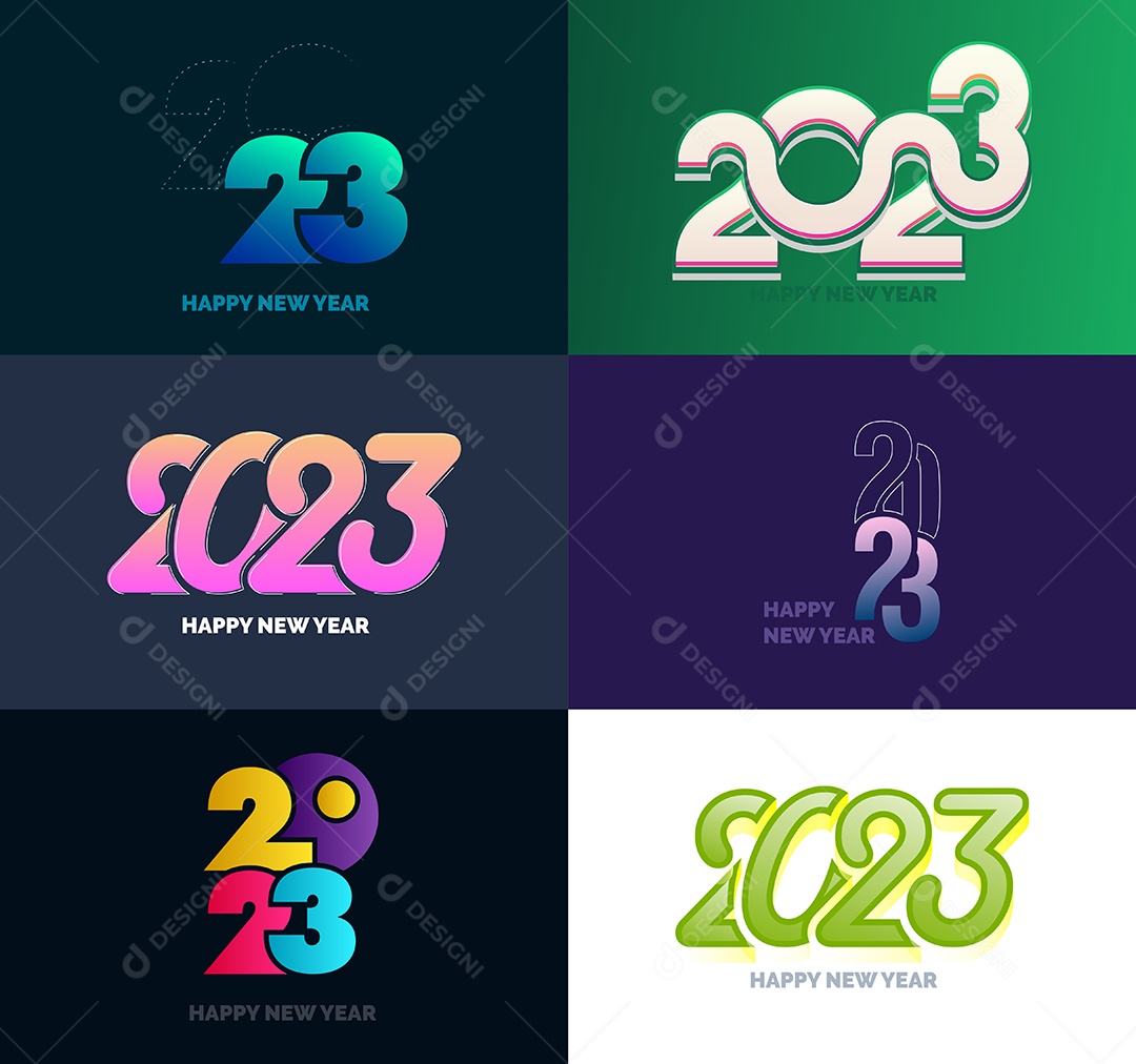 Big Collection of 2023 Happy New Year Symbols Business Cover Vector EPS