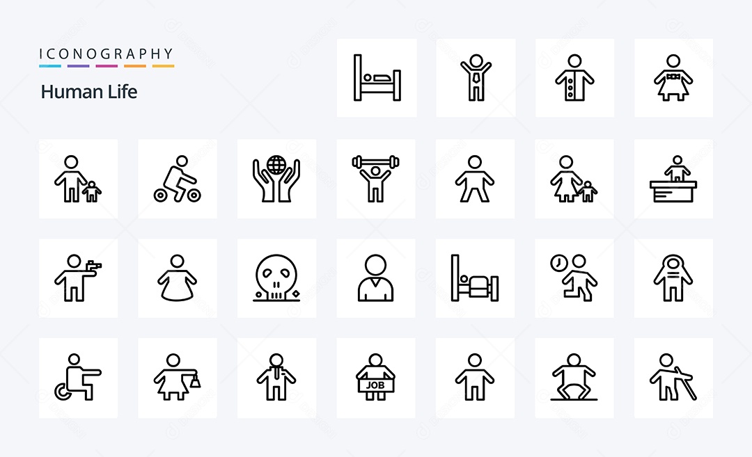 Pacote de Ícones de Linhas Humanas Preto Vetores EPS