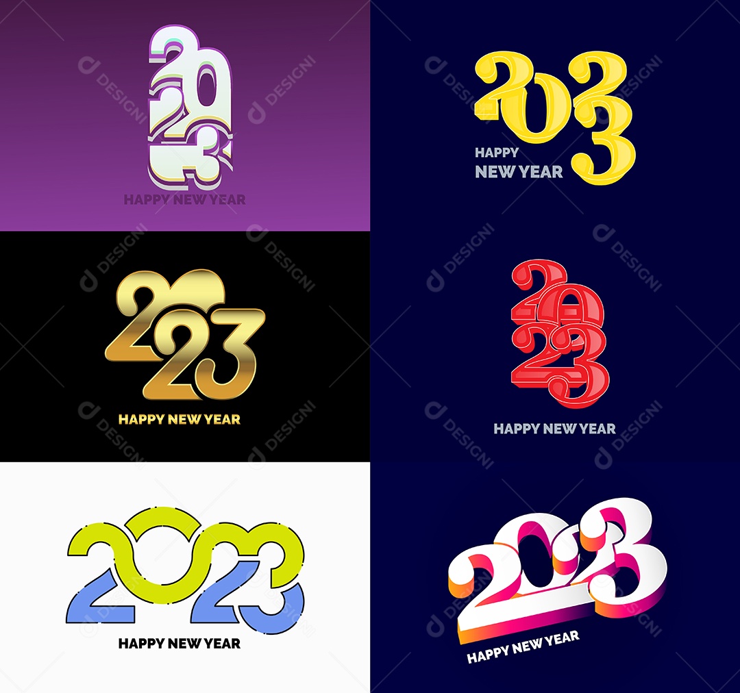 Grande Coleção de Símbolos de Feliz Ano Novo de 2023 Capa de negócios Vetor EPS