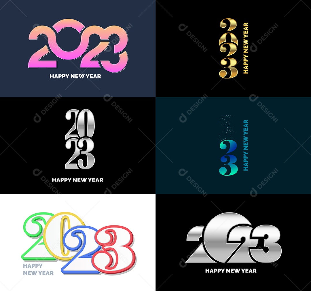 Grande coleção de símbolos de Feliz Ano Novo de 2023 Capa de negócios Vetor EPS