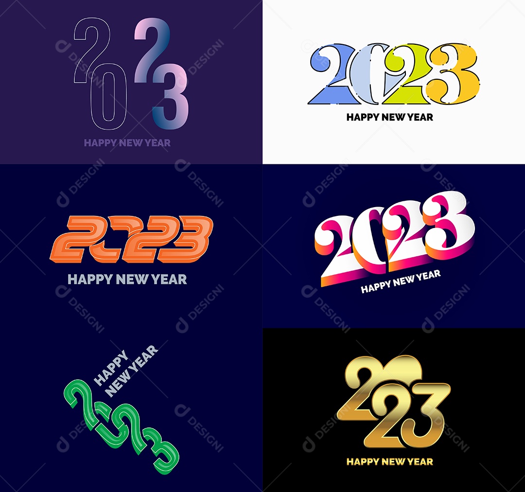 Grande coleção de símbolos de Feliz Ano Novo de 2023 Capa de negócios Vetor EPS