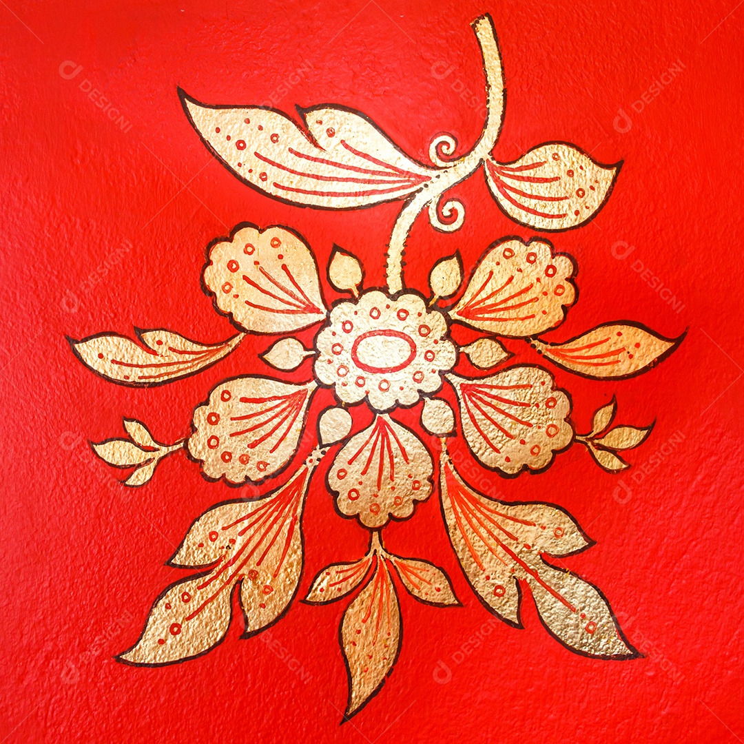 Pintura tailandesa em parede de templo tailandês