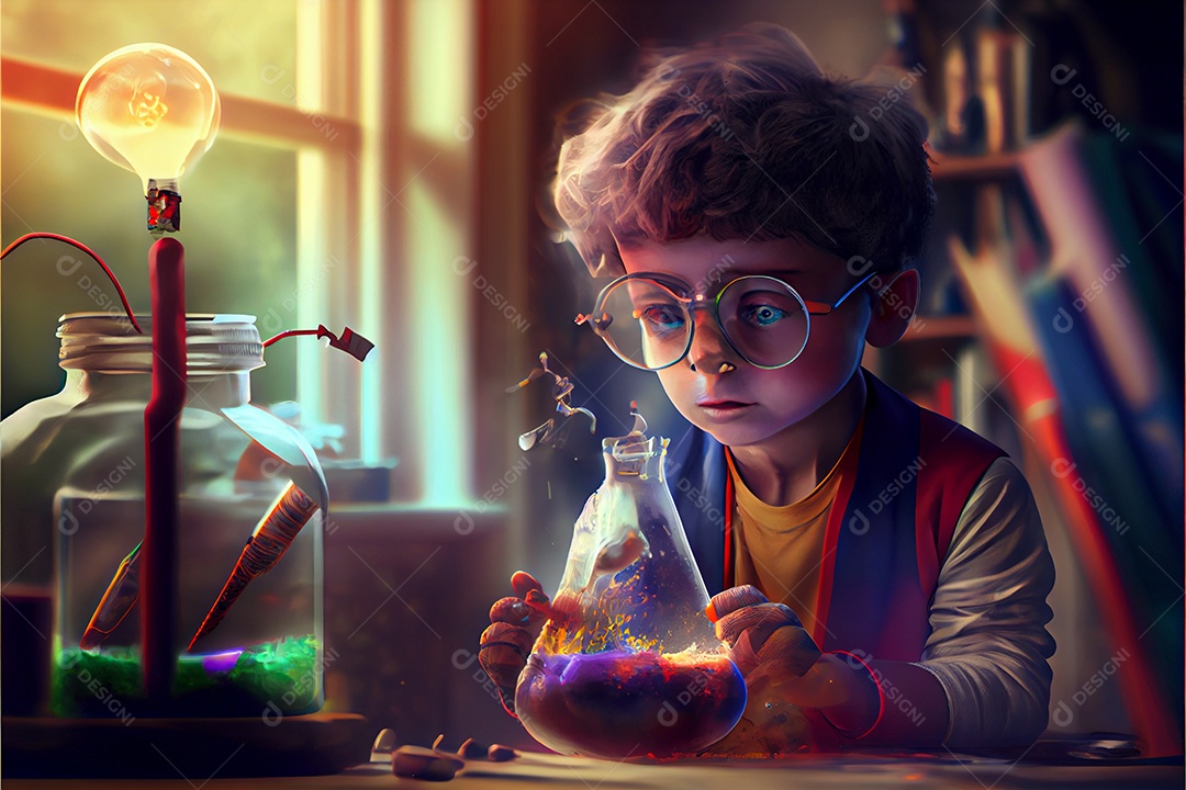 Dia Nacional da Ciência dos Desenhos Animados 28 de fevereiro renderização realista 3D