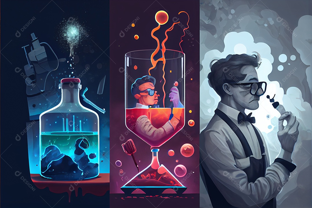 Dia Nacional da Ciência dos Desenhos Animados 28 de fevereiro renderização realista 3D