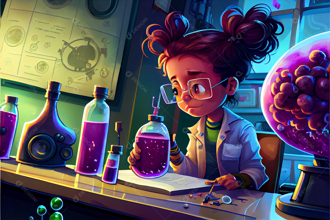 Dia Nacional da Ciência dos Desenhos Animados 28 de fevereiro renderização realista 3D