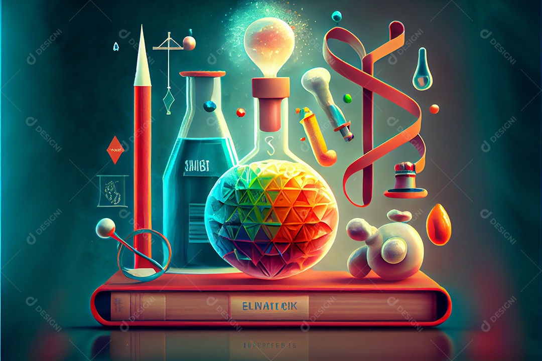 Dia Nacional da Ciência dos Desenhos Animados 28 de fevereiro renderização realista 3D