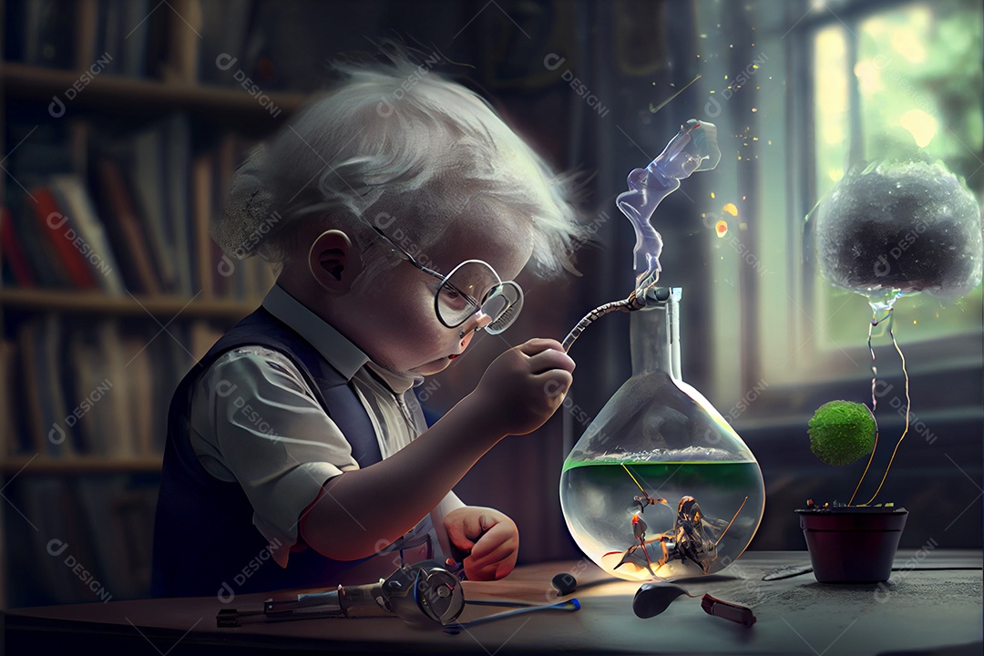 Dia Nacional da Ciência dos Desenhos Animados 28 de fevereiro renderização realista 3D