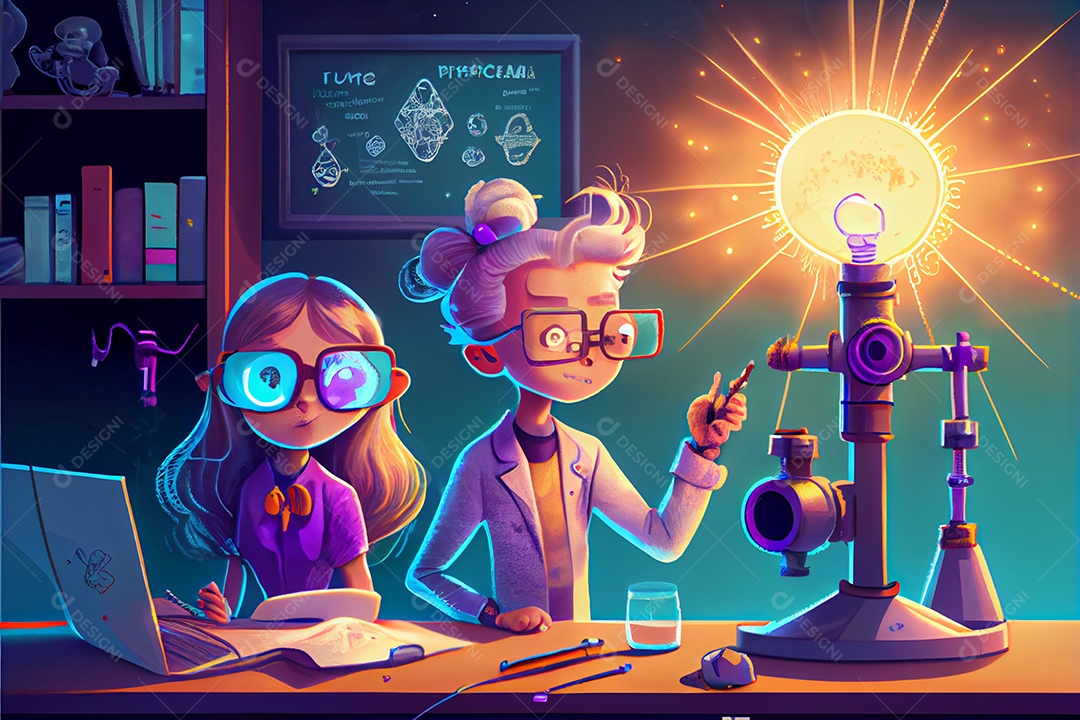 Dia Nacional da Ciência dos Desenhos Animados 28 de fevereiro renderização realista 3D