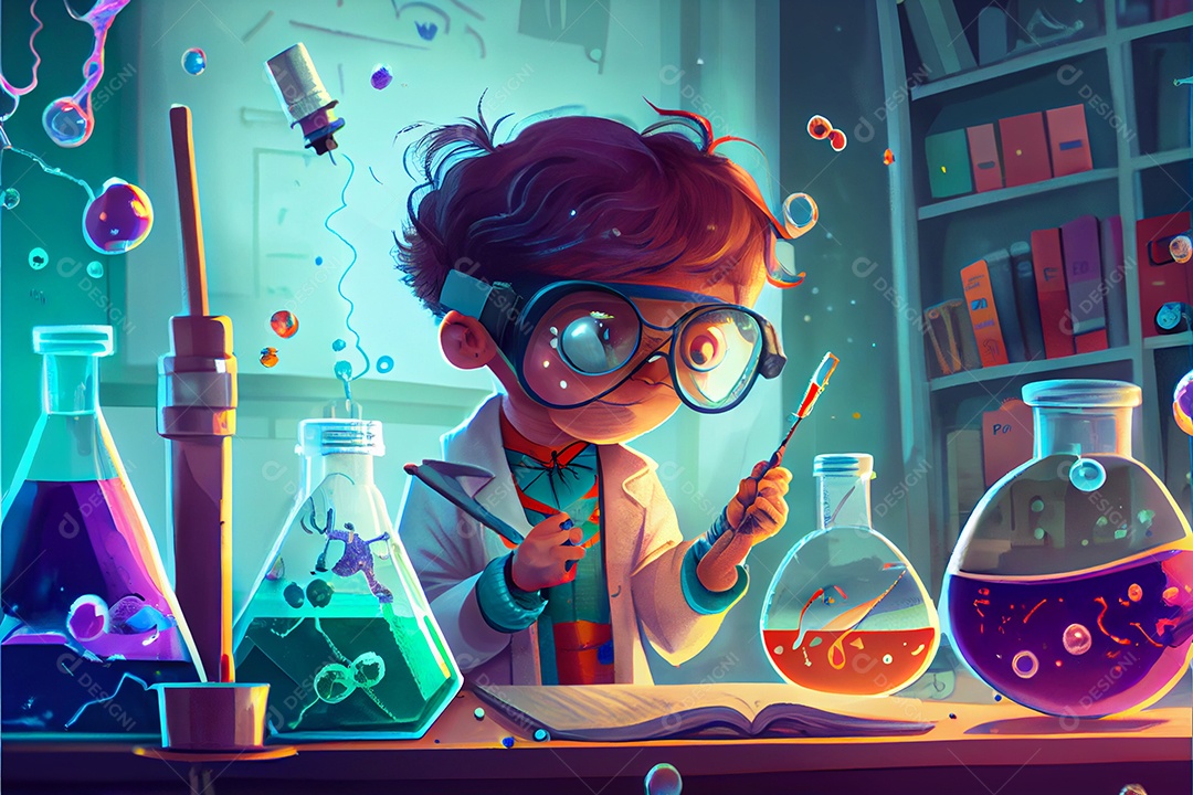 Dia Nacional da Ciência dos Desenhos Animados 28 de fevereiro renderização realista 3D