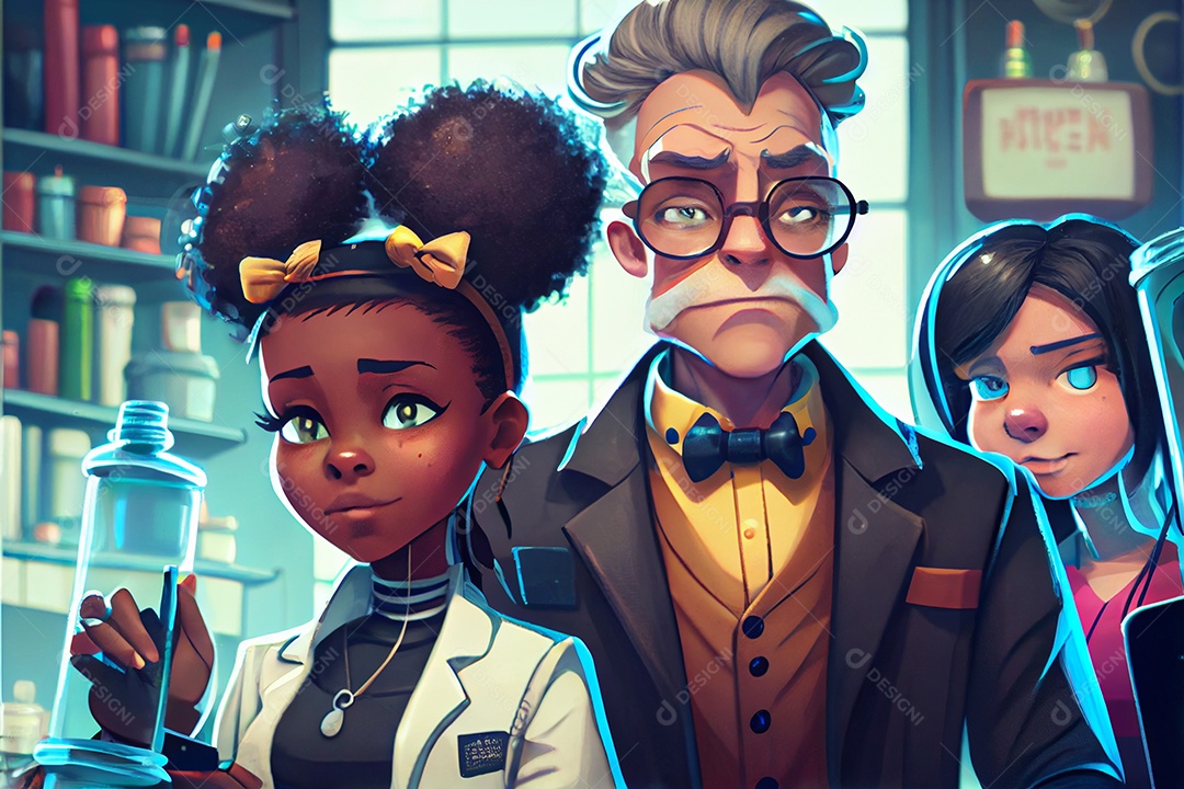 Dia Nacional da Ciência dos Desenhos Animados 28 de fevereiro renderização realista 3D