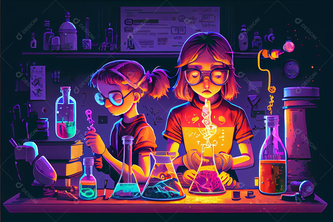 Dia Nacional da Ciência dos Desenhos Animados 28 de fevereiro renderização realista 3D