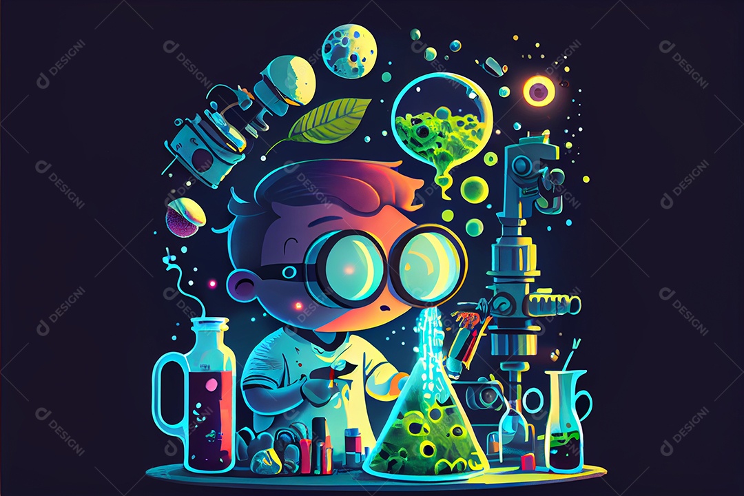 Dia Nacional da Ciência dos Desenhos Animados 28 de fevereiro renderização realista 3D