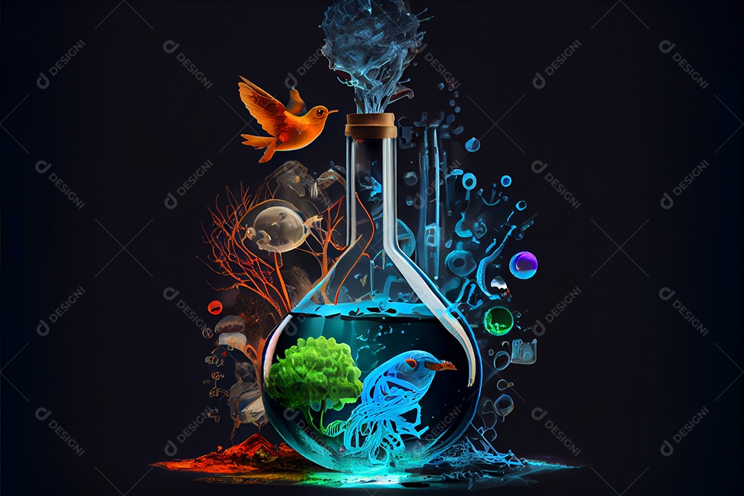 Dia Nacional da Ciência dos Desenhos Animados 28 de fevereiro renderização realista 3D